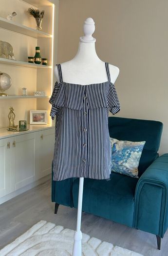 Brand-new Navy & White Stripped Cold Shoulder Ladies Top from Dunnes Stores