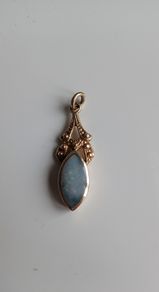Vintage 9ct gold marquise opal pendant Edwardian style
