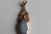 Vintage 9ct gold marquise opal pendant Edwardian style