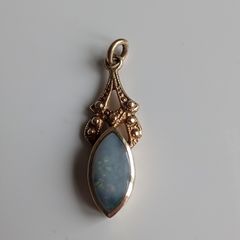 Vintage 9ct gold marquise opal pendant Edwardian style