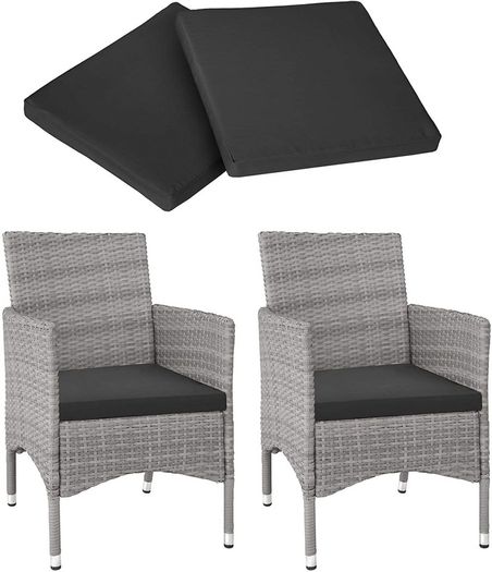 Poly Rattan Garden Chairs Set of 2 incl. Cushions and 2 Cover Sets and Stainless Steel Screws | Various Colours, Set of 2