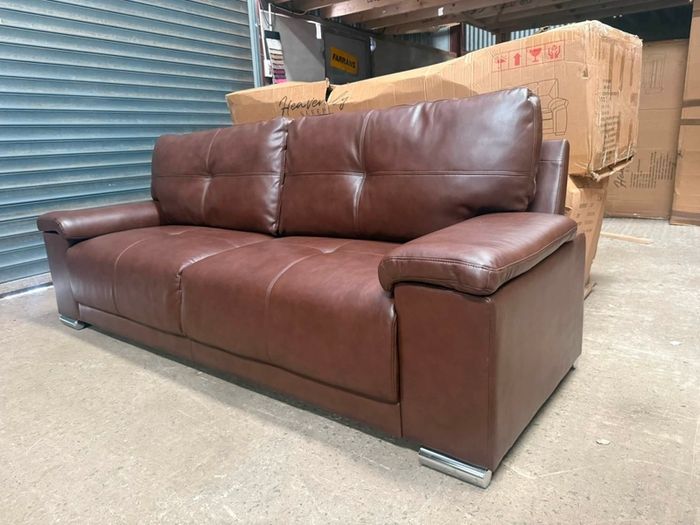 Hanson 3 Seater Brown Leather Sofa
