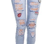 Skinny_Jeans_DeStroyed_look_with_patches__Color_JEANSBLUE size s