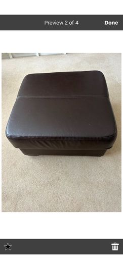 Brown Soft Leather Pouffe