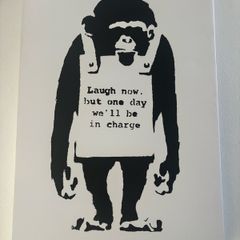 5 x BANKSY canvas prints , job lot