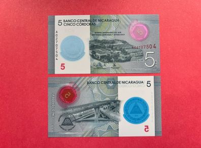 Nicaragua  5 Cordobas  2020  60th ANNIVERSARY  COMMEMORATIVE. ISSUE ( Uncirculated ) Pick 219a. Commemorative. Issue ) Polymer / Plastic.