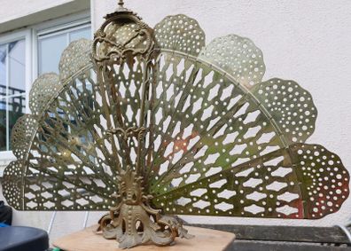 Vintage Art Deco Antique Brass Fan Fireplace Screen H24" x 34"