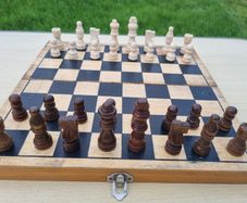 Vintage classic folding wooden chess set
