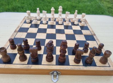 Vintage classic folding wooden chess set