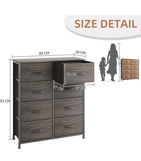 8 Drawers Chest of Drawers, Fabric Storage Dresser Vertical with Spacious Wooden Tabletop