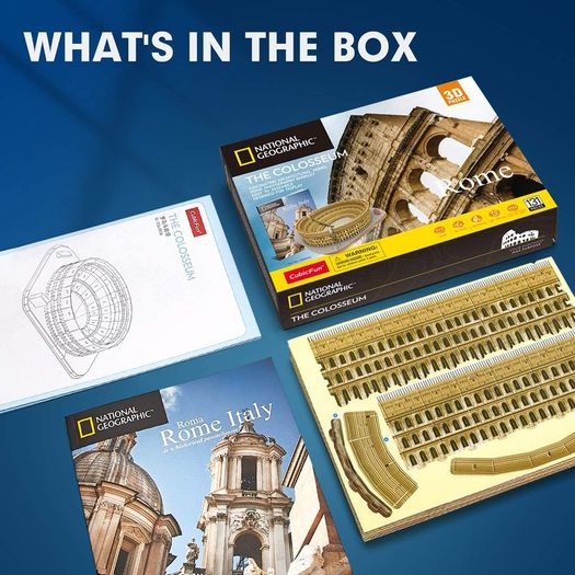 3D Jigsaw Puzzles for Kids Adults Rome The Colosseum National Geographic Italy Jigsaw Puzzle DIY Building Model Kit 131 Pieces