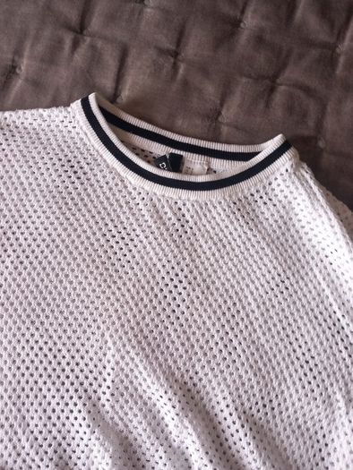 White Cropped Top with holes size Small