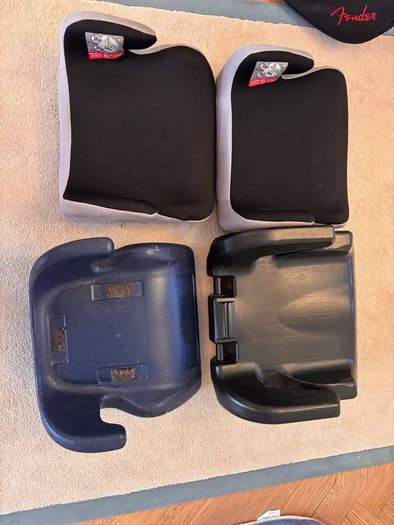 Two high-backs (one can be dismantled into two pieces), one is a travel high-back booster that folds into itself for travel.  The others are perfect for spares in the boot for lifts.  Well-used, fair condition but clean