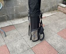 Left hand golf clubs and stand