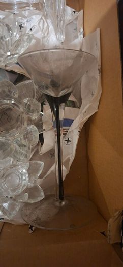 Heavy cut-glass Whiskey Decanter plus other items
