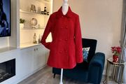 Ladies Fully Lined Red Coat from Dunnes Stores. Size UK 14 / EU 42