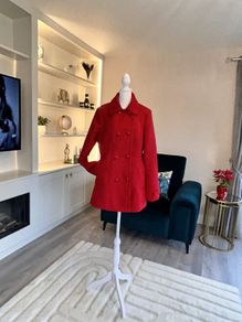 Ladies Fully Lined Red Coat from Dunnes Stores. Size UK 14 / EU 42