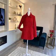 Ladies Fully Lined Red Coat from Dunnes Stores. Size UK 14 / EU 42
