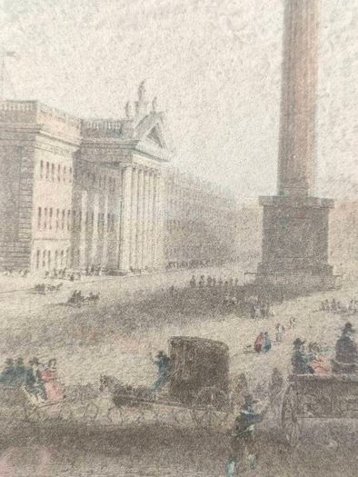 Vintage Coloured Engraving of Sackville Place Dublin
