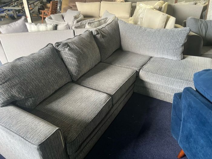 Grey corduroy corner sofa set