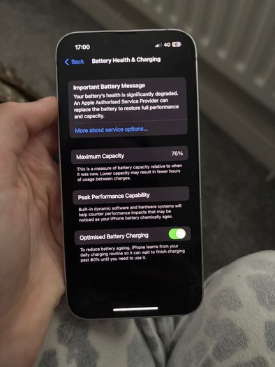 i phone 14 slight cracked screen can't even see it 74% battery