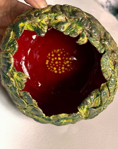 Hand Built Ceramic Bowl, Leaf Texture Pottery, Nature Inspired Bowl, Handmade Sculptural Dish, Unique Artisan Gift