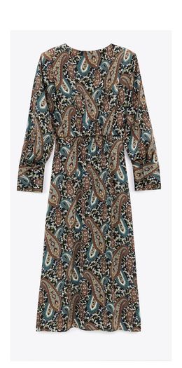 ZARA printed satin dress, bloggers favourite XS, new