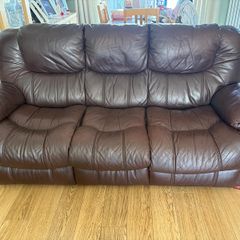 Brown Leather couch and armchair