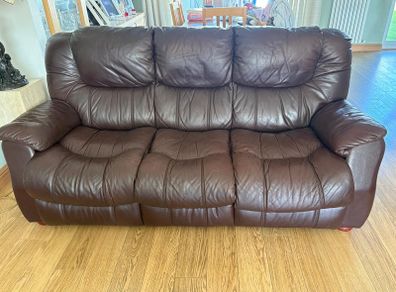 Brown Leather couch and armchair