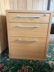 Light Oak 3-Drawer Filing Cabinet - Home Office / Under Desk Storage