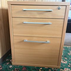 Light Oak 3-Drawer Filing Cabinet - Home Office / Under Desk Storage