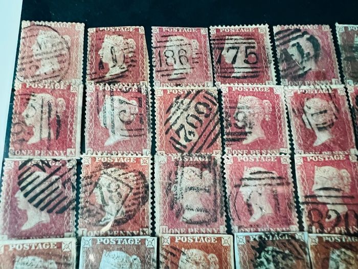 Great Britain 1841-1879 Queen Victoria 1d Penny red 46 stamps lot