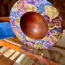 Hand Lathed Signed Coloured Edge Bowl Solid Mahogany Image 4
