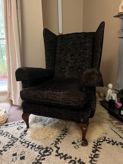 Charcoal Wingback Arm Chair