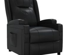 Recliner Chair Black Faux Leather