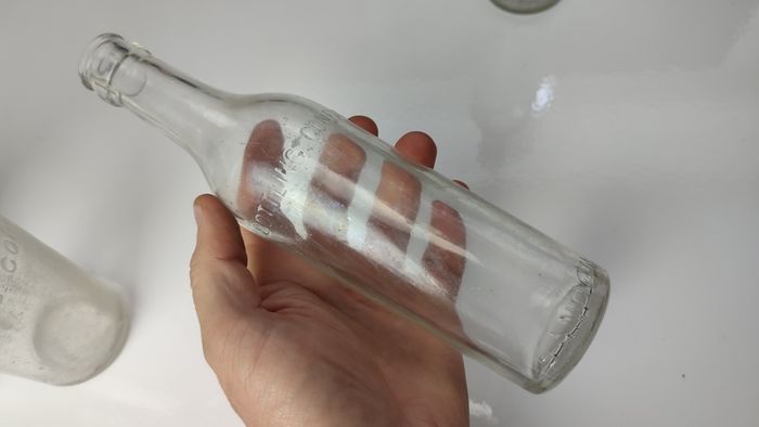 329 - Set of 5 Vintage Clear Glass Collectible Decorative Mineral Water Bottles