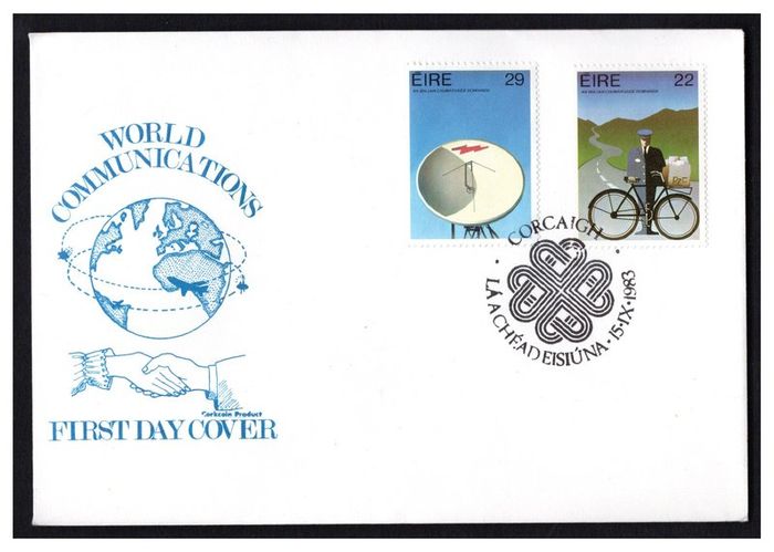 1983 Ireland World Communication Year Commemorative Stamps Corkcoim Products Ltd First Day (FDC)