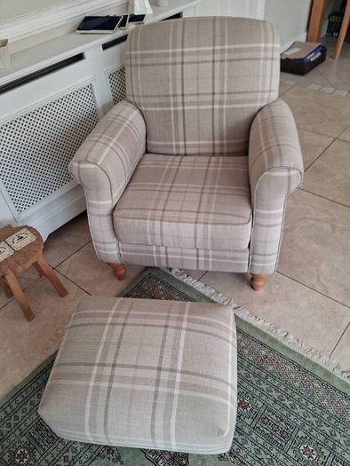 Beautiful Next Tartan Armchair & Footstool