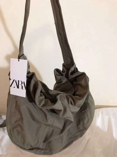Zara Taupe Grey Bucket Bag