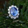 Beautiful Art Deco Sapphire & Diamond Ring - Platinum Image 6