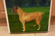 Aryclic on canvas boxer dog postage available