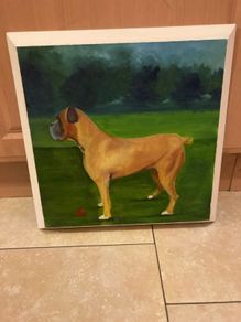 Aryclic on canvas boxer dog postage available