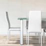 Modern Glass Dining Table Set Seats 6, White Image 4
