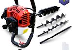BU-KO 52CC 2Stroke Petrol Earth Auger Fence Post Ground Hole Borrer Digger 3HP V-Type | 3 Drill Bits Diameter (100,150,200mm), Safety Gear, Post Level & Extension