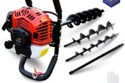 BU-KO 52CC 2Stroke Petrol Earth Auger Fence Post Ground Hole Borrer Digger 3HP V-Type | 3 Drill Bits Diameter (100,150,200mm), Safety Gear, Post Level &amp; Extension