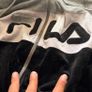 Fila Velour Zip Hoodie Womens Large Black Grey White Full Zip Tracksuit Top Y2K Image 6