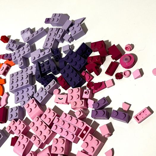 Collection of Colourful Lego Pieces in Pink, Purple, Coral etc.