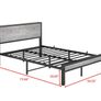 Double Bed Frame Storage Wooden Headboard Metal Platform Grey wood headboard storage shelf. Sturdy metal platform frame, no box spring needed. Quiet strong legs. for master bedroom Image 9