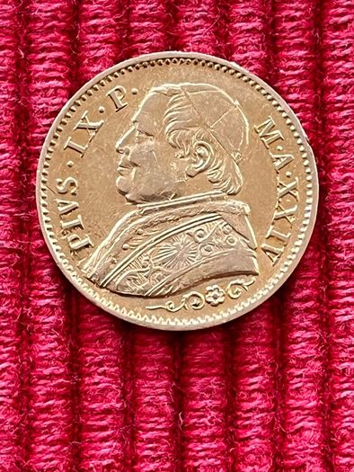 Vatican 1869 10 Lire Gold Coin Papal State Rare Low Mintage 5944 Mintage