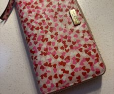 Kate Spade wallet with Pink / Red Hearts Pattern Zip Around Wallet